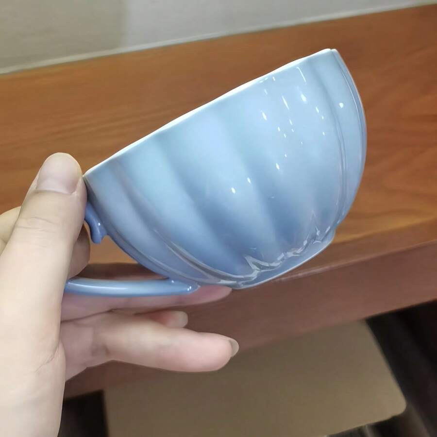 高端精致设计小众欧式陶瓷茶杯碟套装，下午茶家用茶具 - 紫色 - 查看 1