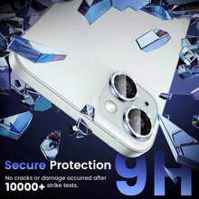 3片装9H钢化玻璃相机镜头保护膜，兼容 17/17 Pro/17 Pro Max/17 Air/16/16e/11/12/13/14/15/15 Pro/Pro Max/Plus/Mini，时尚耐用，防刮花 - 藍色 - 查看 3