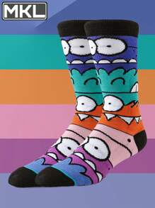 1Pair Men Women Tube Socks Street Style Fashion Skateboard Basketball Hip Hop Socks Scream Hand Designer Novelty Funny Happy Crazy Socks - Multicolor - View 1