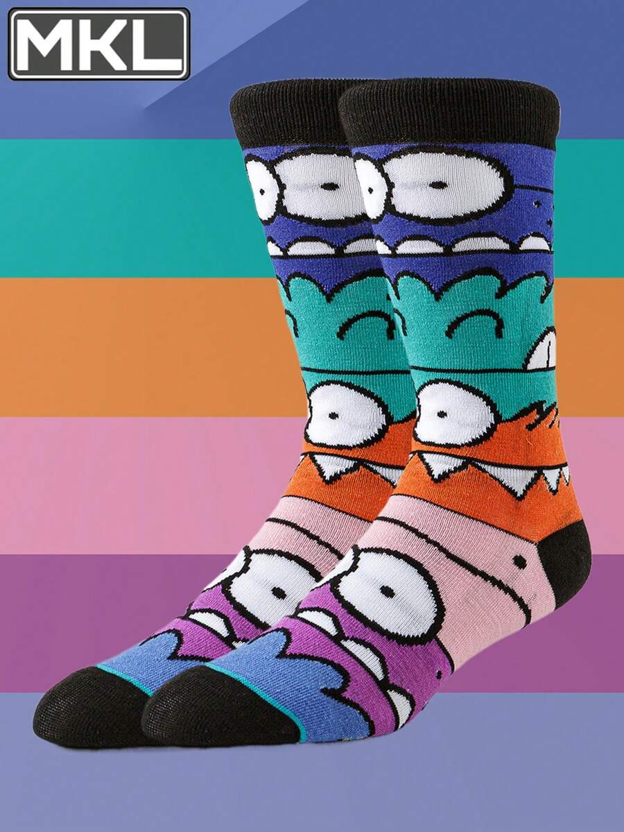 1Pair Men Women Tube Socks Street Style Fashion Skateboard Basketball Hip Hop Socks Scream Hand Designer Novelty Funny Happy Crazy Socks - Multicolor - View 1