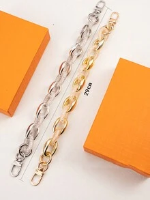 1pc Gold/Silver Color Chain Short Wrist Strap Phone Case Lanyard - Multicolor - View 4