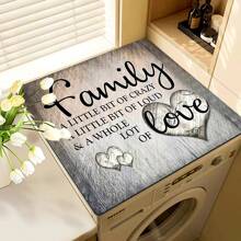 1 件装洗衣机烘干机罩垫，复古木纹心形印花，吸水顶盖，速干冰箱防尘罩，现代洗衣房和厨房电器洗衣机烘干机防尘罩