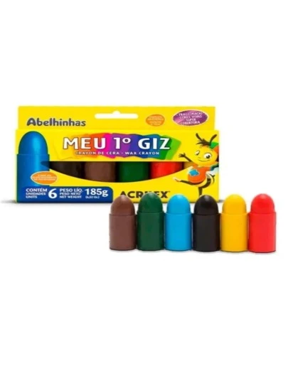 Giz De Cera Acrilex Meu Primeiro Giz 06 Cores Jumbo Crianças