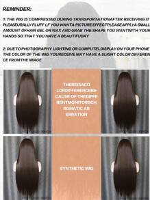 13x4 Black Brown Natural Straight Synthetic Hair Lace Front Wig, Pre-Plucked Hairline No Glue, Heat Resistant Fiber, Soft & Straight For Women - Black Brown - View 11