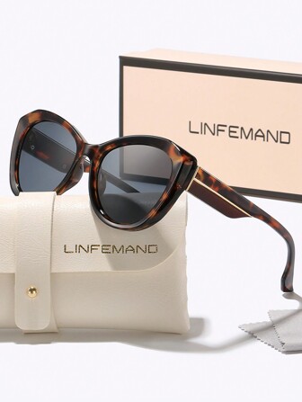  LINFEMAND Fashion Oversized Cat Eye Decorative Fashion Glasses, Retro Style For Women, Suitable For Driving, Beach, Party, Travel, Holiday Gift Color Blocking Boho Vacay Vacay Vibes For Summer Beach Vacation, Outdoor, Travel Shades Leopard Tortoise Shell Bohemia Style Cat Eye Frame For Vacation, Beach, Travel