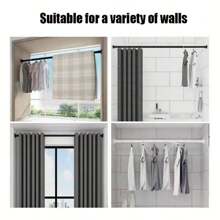 FEPK 1pc Multi-Purpose Retractable No-Drill Tension Rod, Spring-Loaded With Strong Load Bearing, Suitable For Curtain Rods, Drying Racks, Window Rods, Roman Rods, Wardrobe Support Rods, And Door Curtain Rods Bathroom Bathroom Accessories Bathroom Tools - Multicolor - View 6