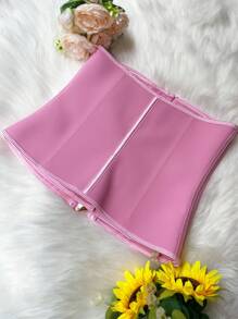 乳胶束腰带，女式双层压缩束腰带，带拉链 - 粉色 - 查看 7