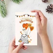 1pc Cute Halloween Love Card, Anniversary Card, Vintage Halloween Card, Valentine's Day Card, I Love You More Than Halloween,Ghosts, Pumpkins And Hearts,Christmas - Multicolor - View 4