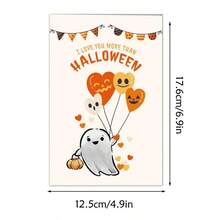 1pc Cute Halloween Love Card, Anniversary Card, Vintage Halloween Card, Valentine's Day Card, I Love You More Than Halloween,Ghosts, Pumpkins And Hearts,Christmas - Multicolor - View 2