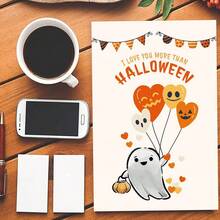 1pc Cute Halloween Love Card, Anniversary Card, Vintage Halloween Card, Valentine's Day Card, I Love You More Than Halloween,Ghosts, Pumpkins And Hearts,Christmas - Multicolor - View 5