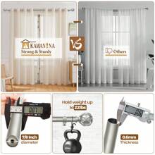 1pc Long Curtain Rods For Windows, Long Heavy Duty Curtain Rod, 7/8 Inch Adjustable Drapery Rods With Netted Texture Finials, Bronze/Silver/Black/Gold/White - 古董銀 - 查看 8