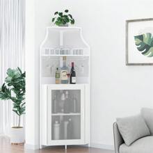 Corner Wine Bar Cabinet With Drawer And Removable Storage Shelve Industrial Liquor Cabinet With Mesh Door Home Bar Cabinet For Liquor And Wine Storage