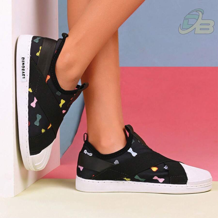 Children's And Baby's Sneakers Lace School Girls Lightweight And Comfortable Original Comfortable Feminino - 黑與白 - 查看 1