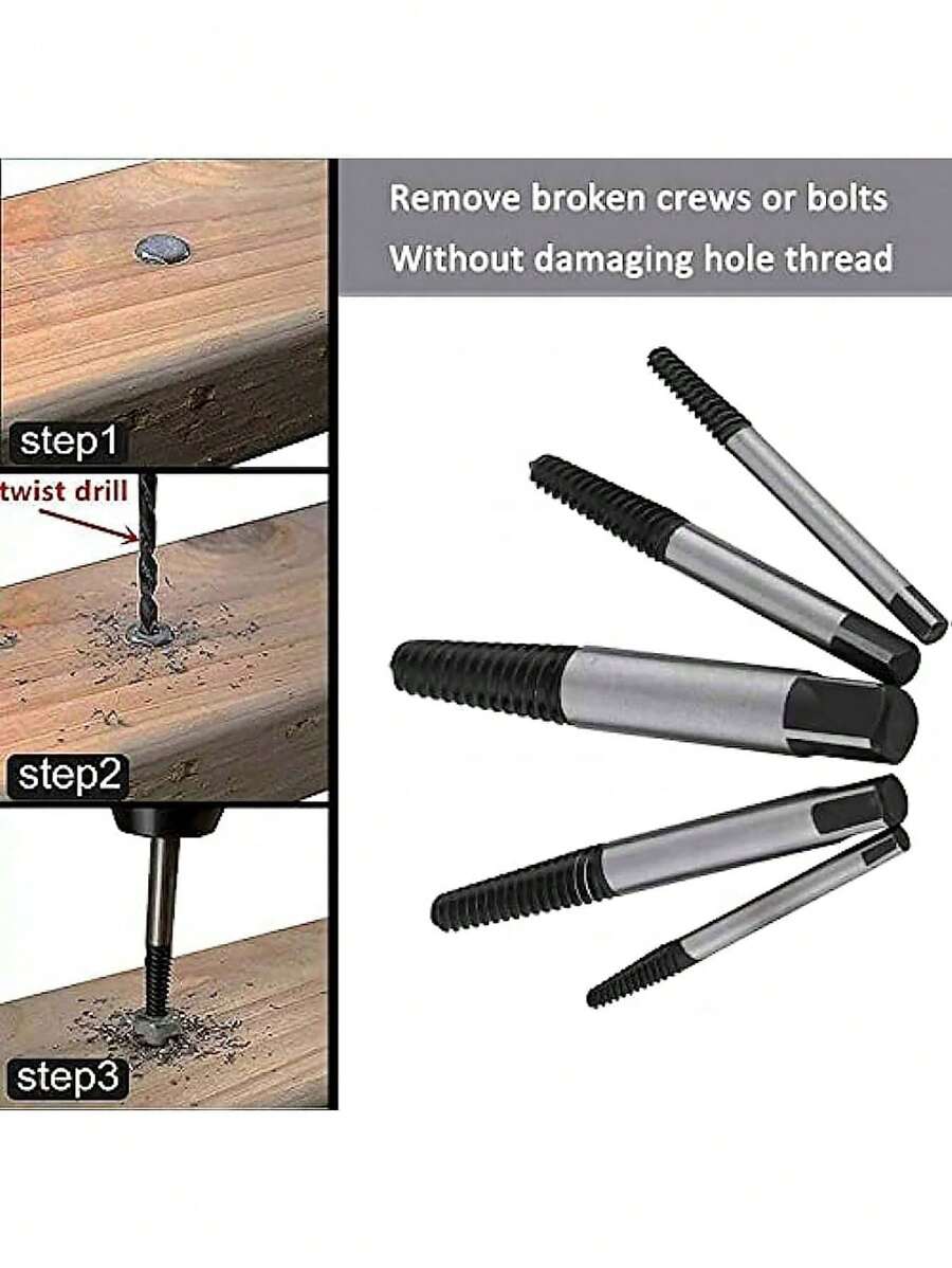 5/6pcs High Carbon Steel Damaged Screw Extractor, Pipe Thread Repair Taps And Dies Set,Tools For Men