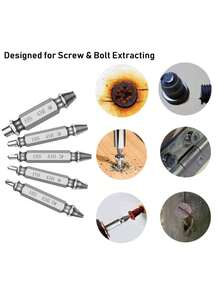 4 件套快速取出螺丝取出器钻头工具套装破损损坏螺栓拆卸器导向套装破损易取出紧固件套件 - 彩色 - 查看 1
