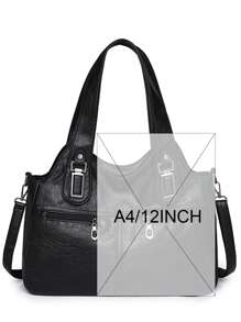 多口袋钱包和手提包 柔软皮革单肩包 奢华设计师斜挎包 优雅托特包 女士 2024 - 黑色 - 查看 6