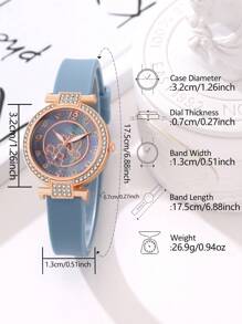 5pcs Set: Fashionable Butterfly Design Women's PU Leather Quartz Watch, Butterfly Charm Bracelet, Butterfly Pendant Necklace
