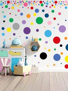 4pcs Multi-Color Combination Circle DIY Wall Decal Stickers For Bedroom Wardrobe, Headboard, Dorms - Multicolor - View 3