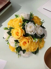 1 件，人造花球婚礼中心装饰假花玫瑰绣球花球布置中心装饰桌面人造丝花艺花束适用于婚礼派对家居装饰、情人节、礼物 - 彩色 - 查看 11