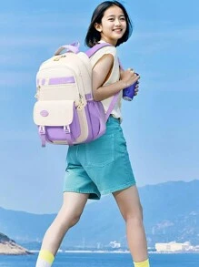 6-12-16 Years Old Girls' New Backpack, Cute & Lightweight Double Shoulder Bag For Elementary School Students Grade 1-6-9, Large Capacity, Multi-Color - Grades 1-6 - View 4