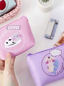 1 pieza, monedero de moneda con diseño de dibujo animado, bolsa de monedas multifuncional con diseño de gato de dibujos animados encantador, bolsa de almacenamiento de llaves, bolsa conveniente para el transporte diario - Unitalla - Ver 2