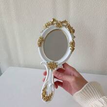 Joivida 1pc Vintage Handheld Mirror, Vanity Makeup Mirror With Handle, Antique Embossed Rose Princess Hand Mirror For Women, Portable Travel Packet Compact Mirrors, Decorative Cosmetic Handle Mirrors (4 Colors), New Year, Christmas Gift, Rama Table Decor, Wedding Gifts, B&B Decor, High-End Hotel Supplies, Birthday Gift, Special Gift, Refreshing Spring/Summer Decor - Multicolor - View 8