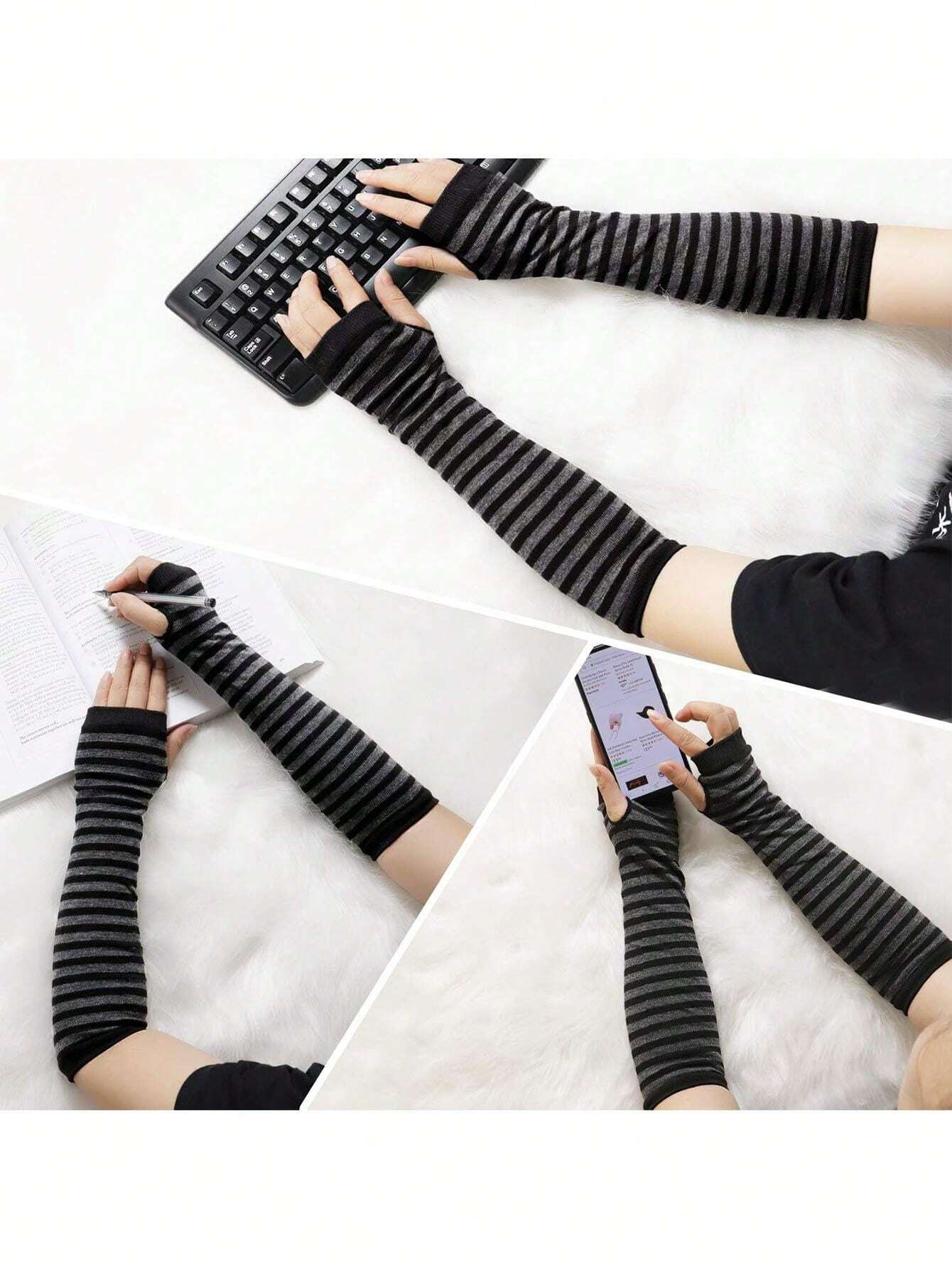 Punk Gothic Rock Long Arm Warmer Fingerless Gloves SHEIN UK