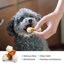 Nobleza- Hueso para Masticar con diseño de Pollo para Perros,  Pollo Envuelto Rawhide Huesos con Nudos, Materias Primas Naturales Seleccionadas Golosinas para Perros Naturales - 6 PCS / 600g