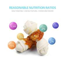 Nobleza- Hueso para Masticar con diseño de Pollo para Perros,  Pollo Envuelto Rawhide Huesos con Nudos, Materias Primas Naturales Seleccionadas Golosinas para Perros Naturales - 6 PCS / 600g