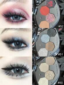 GIRLCULT Hallucination Eyeshadow Palette 3.6g(0.13 Oz.) Smokey Gray Natural Nude Matte Shimmer Glitter Pigment Eye Shadow Pallete Set Black Eye Shadow Halloween Make Up For Women, Sparkling Party (50 Blank),GIFT