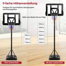 Outdoor Basketball Hoop, Basket Height Adjustable From 170 To 305 Cm, Basketball Hoop With Backboard, Portable Basketball Stand With Wheels, Basketball Hoop For Teenagers And Adults