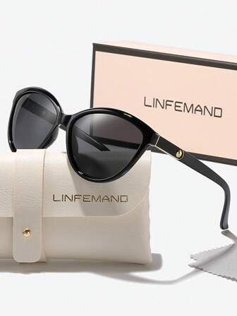  LINFEMAND Retro Cat Eye-dekorerade modeglasögon, märkesdesign, gatustil, resor eller present för sommarstrandsemester, utomhus, resor