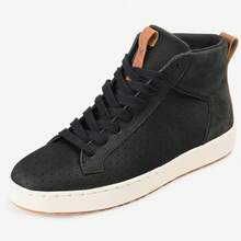 Mens Lace-Up Knit High Top Sneaker - Black - View 1