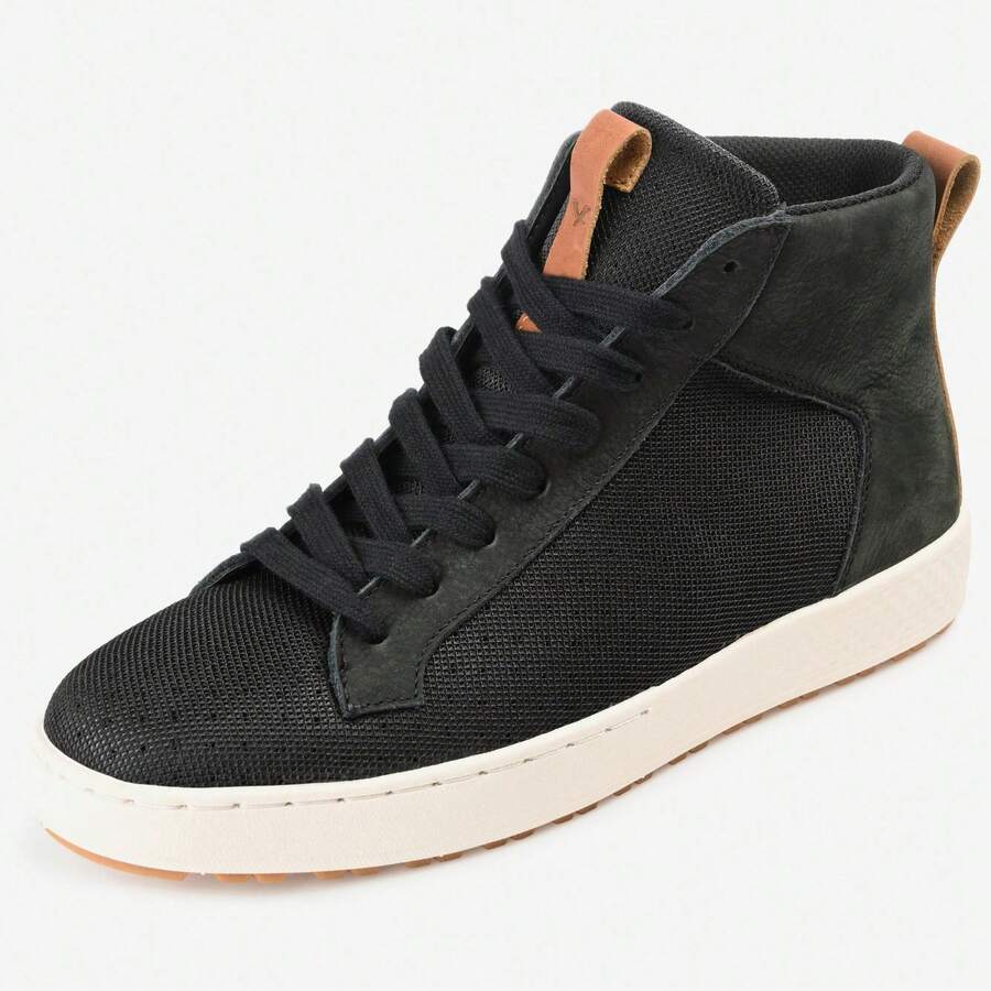 Mens Lace-Up Knit High Top Sneaker - Black - View 1