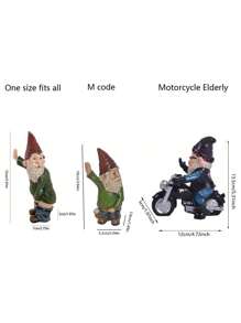 1入直立中指騎摩托車的小矮人老人花園家居辦公室裝飾樹脂擺件工藝品 - 黑色 - 查看 2