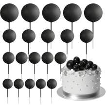 20 件球形蛋糕装饰迷你气球蛋糕装饰棒金球蛋糕签蛋糕装饰球蛋糕装饰品适用于圣诞节万圣节婚礼生日蛋糕装饰品