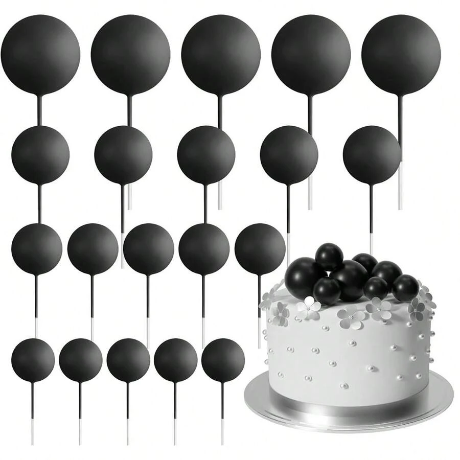 20 件球形蛋糕装饰迷你气球蛋糕装饰棒金球蛋糕签蛋糕装饰球蛋糕装饰品适用于圣诞节万圣节婚礼生日蛋糕装饰品