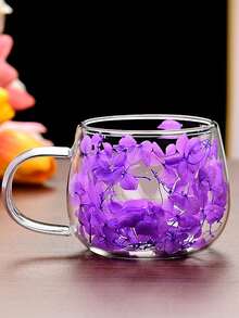 1 件圆形地球真花双层玻璃杯，高硼硅简约风格咖啡杯，派对礼品杯 - 彩色 - 查看 16