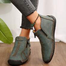 Lightweight Leather Ankle Boots For Women - Oxfords With Non-Slip Rubber Sole, Perfect For Work And Casual Wear. - 綠色 - 查看 7
