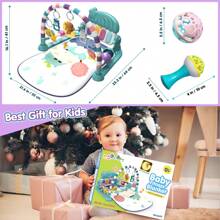 ESOLOM Baby Gym Play Mats Baby Toys Tummy Time Mat Toys Musical Activity Center For Newborn Infant Toys Piano Baby Play Mat Music & Light Newborn Infant Gifts For Baby Toys 0-3 6 9 12 Months As Christmas, Halloween, Thanksgiving Gift (Hippo)