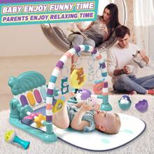 ESOLOM Baby Gym Play Mats Baby Toys Tummy Time Mat Toys Musical Activity Center For Newborn Infant Toys Piano Baby Play Mat Music & Light Newborn Infant Gifts For Baby Toys 0-3 6 9 12 Months As Christmas, Halloween, Thanksgiving Gift (Hippo)