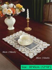 1 buc țesătură plasă cu broderie florală delicată din dantelă 3d și dantelă tricotată fină pentru decorațiuni interioare, huse de dulapuri, tărâmuri de masă de bucătărie, gărzi de loc, decorațiuni de vacanță pentru interior/exterior, decorațiuni pentru alergare de masă pentru picnic/petrecere/nuntă