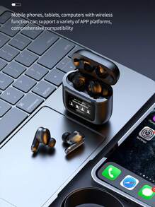 NEW SENYANG 全新森阳真无线入耳式运动耳机带触摸屏游戏耳塞视频 TWS HIFI 低音立体声 ENC 高清通话耳机适用于 Android 和 iPhone 手机音乐耳机智能耳机 - 彩色 - 查看 8