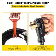 Heavy Duty Generator Cord, 10 Feet Generator Power Cord, 50AMP ETL Listed Cord, 12000 Watts Black Cable, SS2-50R Generator Plug, SS2-50P Extension Cord, 125/250V Generator Wire W/Portable Strap