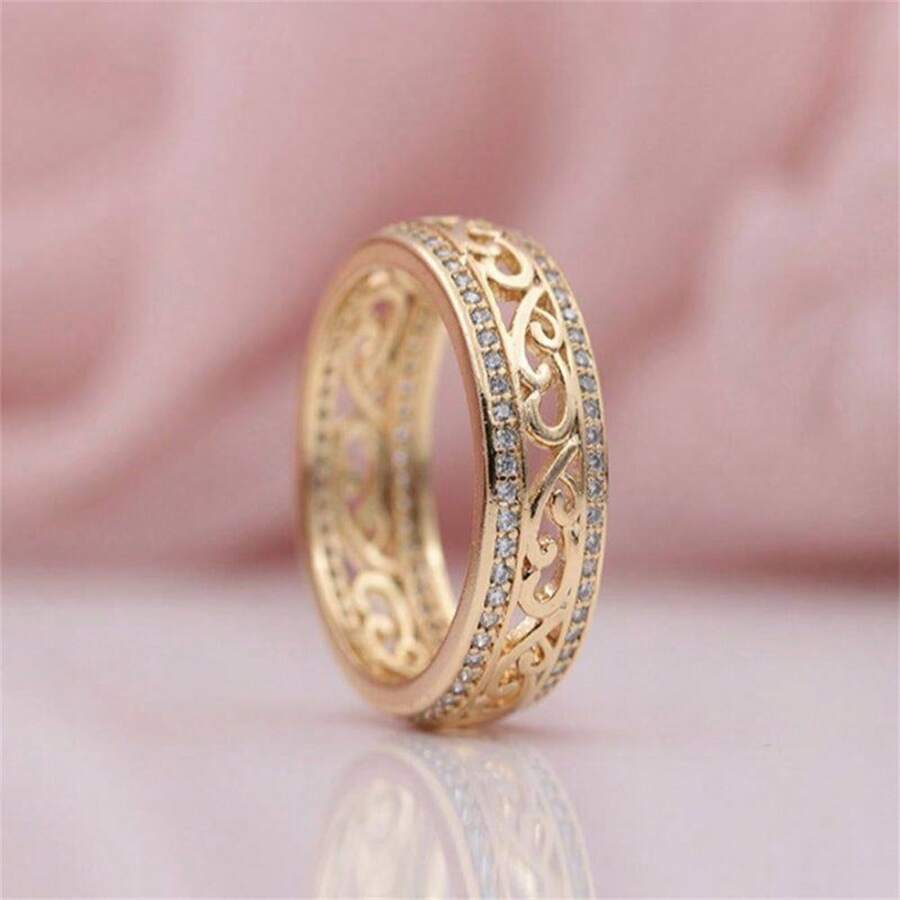1pc Luxury Hollow Retro Women Ring
