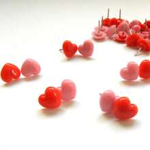 20pcs/Box Creative Heart Shaped Push Pins Cute Pink & Red Pushpins For Office, School, Drawing & Drafting Supplies Back To School,Back To School,School Supplies