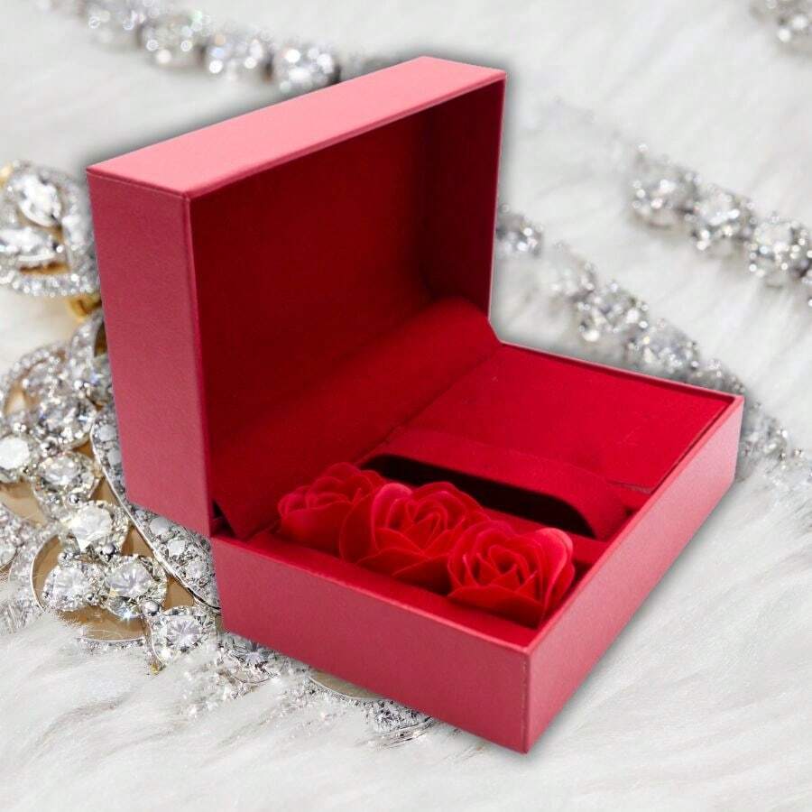 Caja de regalo de joyería con rosas 17 x 11 x 8 - Rojo - Ver 1