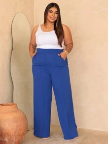 Plus Size Pantalona Duna Moda Pants - 寶藍色 - 查看 3