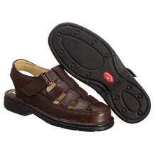 Men's Sandal In Ultra Light Leather And Maximum Comfort - 咖啡棕 - 查看 4