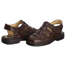 Men's Sandal In Ultra Light Leather And Maximum Comfort - 咖啡棕 - 查看 2